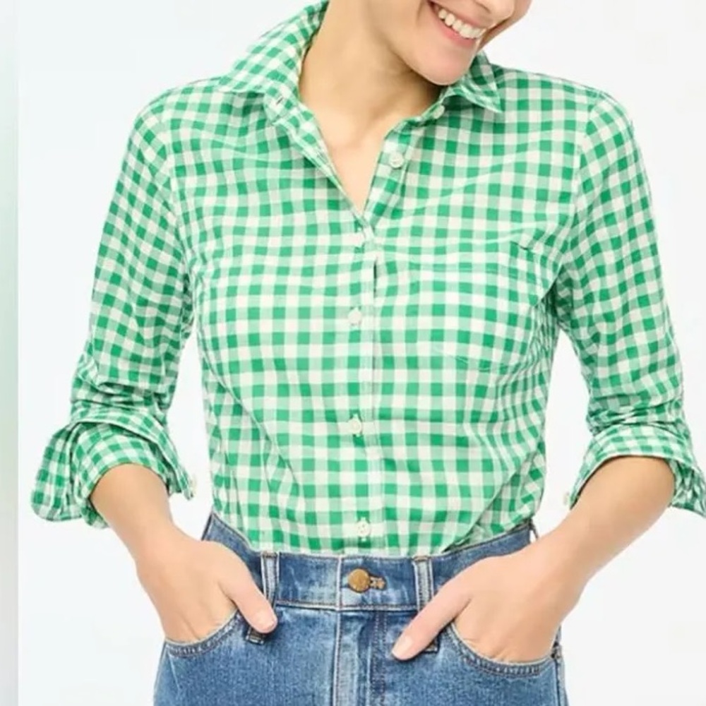 J. Crew Green Plaid Button Down Shirt
